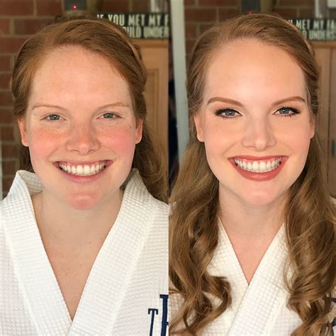 Before And After Natural Bridal Wedding Makeup Redhead Wedding Makeup