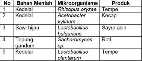 Perhatikan Tabel Tentang Bahan Mikroorganisme Dan