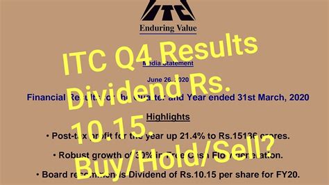 Itc infotech results 2021 (itc online assessment test results): ITC Q4 Results 2020, Rs. 10.15 Dividend, Dividend bank ...