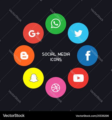 Social Media Circle Icon Button Royalty Free Vector Image