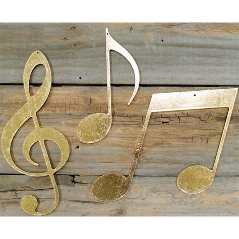 Assorted Wooden Music Notes Set Of 3 Gold Ab208408