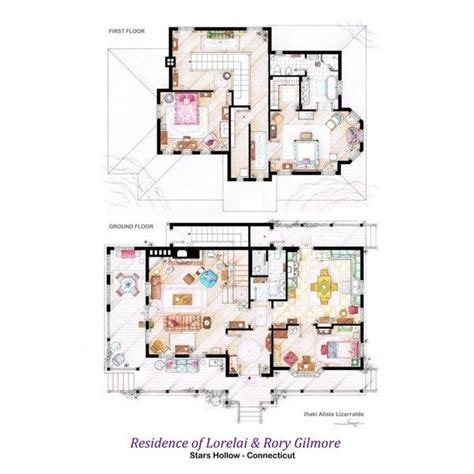 Floor Plans Of Homes From Famous Tv Shows Polyvore Gilmore Girls