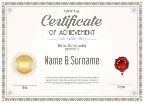 Premium Vector Certificate Of Achievement Retro Design Template