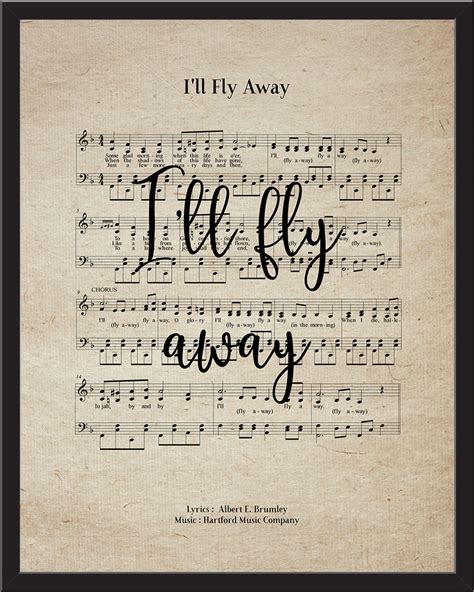 Ill Fly Away Vintage Hymn Wall Art Print Biblical Sheet Etsy
