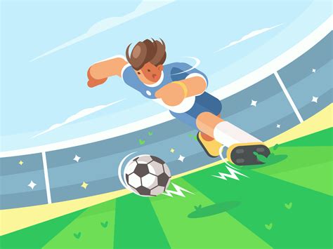 Soccer Player Running With Ball Illustration Kit8