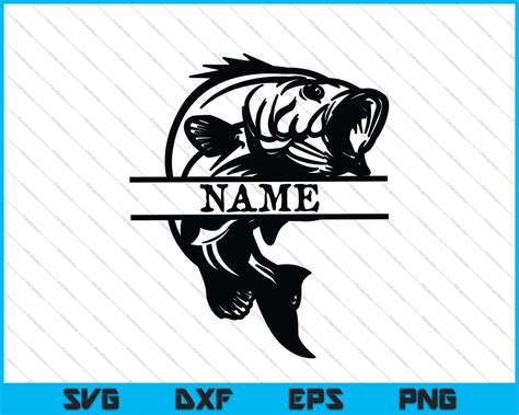 Bass fish monogram Fishing SVG PNG Files – creativeusart