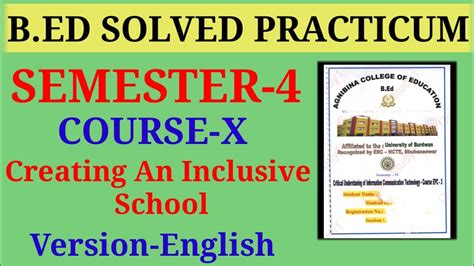 Bed Solved Practicum Sem 4 Bed Course X Creating An Inclusive