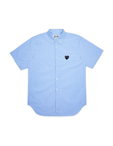 Sale White And Blue Cdg Shirt In Stock