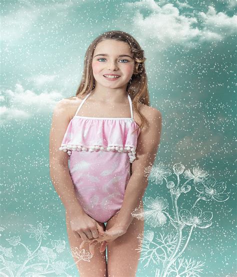 Pink Feathered Ruffle Girls Swimsuit By Stella Cove Products Girls