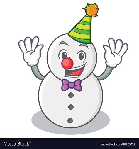 Clown Snowman Character Cartoon Style Royalty Free Vector