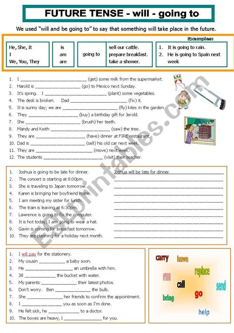 Future Tense Will Going To With Bw Esl Worksheet By Shusu Euphe