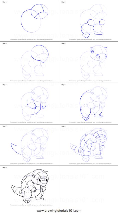 How To Draw Alola Sandshrew From Pokemon Sun And Moon Printable Drawing