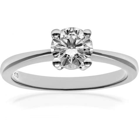 sparkld 18ct white gold solitaire engagement ring h si certified 0 75 round brilliant diamond