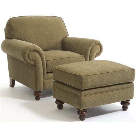 Larissa Traditional Stationary Chair And Ottoman With Turned Wood Legs