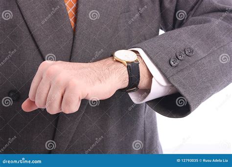 Businessman Checking His Wristwatch Stock Image Image Of Keyboard