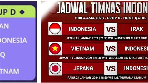 Jadwal Timnas Indonesia Kontra Vietnam Di Piala Asia 2023 Laga Krusial Menuju Babak 16 Live Di