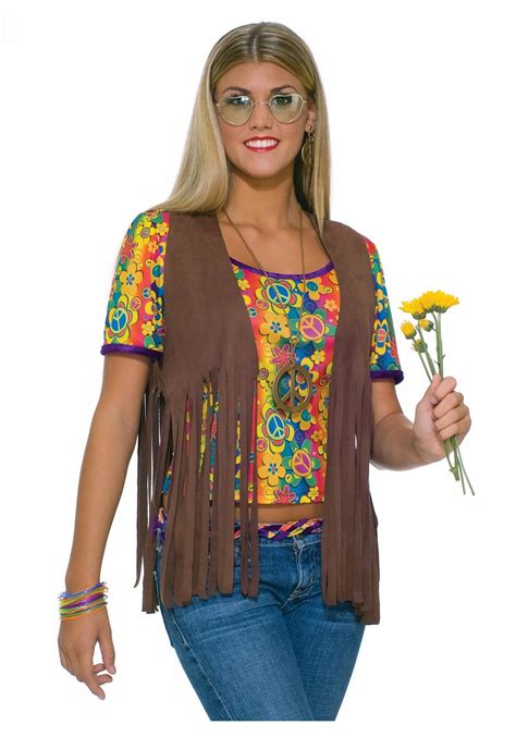Love the decade with this great, timespan valid pink and yellow outfit. Sexy Hippie Vest