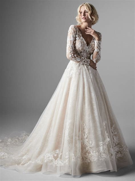 lace ball gown wedding dresses with sleeves
