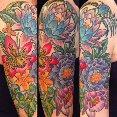 Tattoo Uploaded By Stacie Mayer • Tropical Flower Half Sleeve By Kim