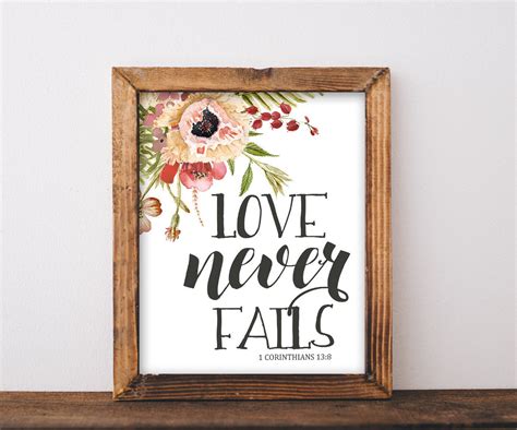 Love Never Fails Scripture Printable Bible Verse Wall Art 1 Etsy
