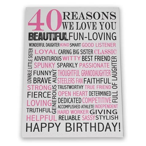 40 Reasons We Love You Birthday T Anniversary T Idea Canvas