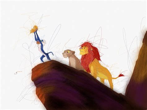 Digital Drawing Lion King Pride Rock Scene Etsy