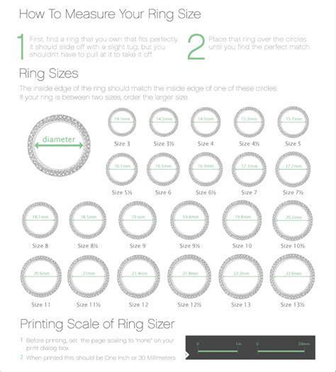 Free Printable Ring Sizer Strip And Size Chart Pdf