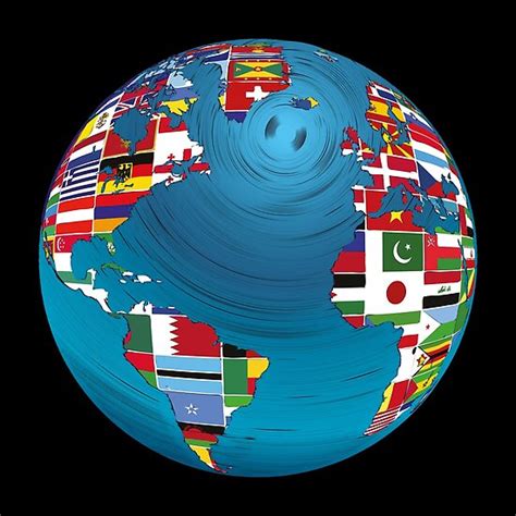World Map Globe Earth Globe Country Flags Continents Poster By
