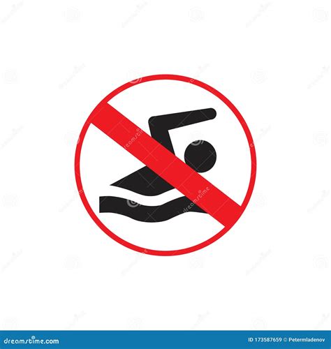 No Swimming Allowed Round Sign Isolated On White Background Stock