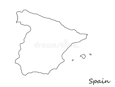 Silhueta Do Sumário Do País Do Mapa Da Espanha Do Li De Repetição Preto