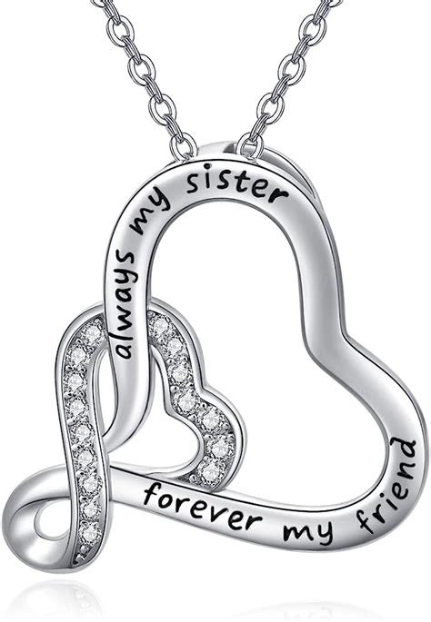 Sisters Necklace 925 Sterling Silver Always My Sister