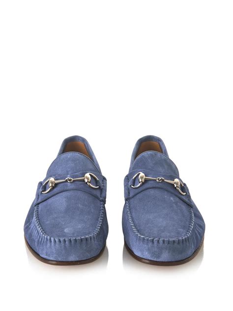 Gucci Roos Suede Loafers In Light Blue Blue For Men Lyst