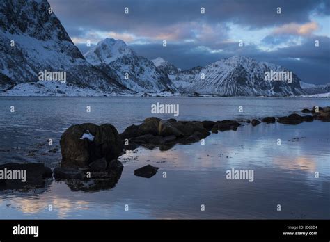 Winter In Lofoten Island Norwegian Stock Photo Alamy