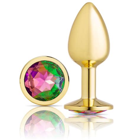 wtc309 cloud 9 novelties anal gems jeweled gold chromed anal plug small honey s place