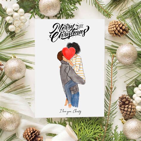 personalized couples for him for her christmas greeting card — glacelis