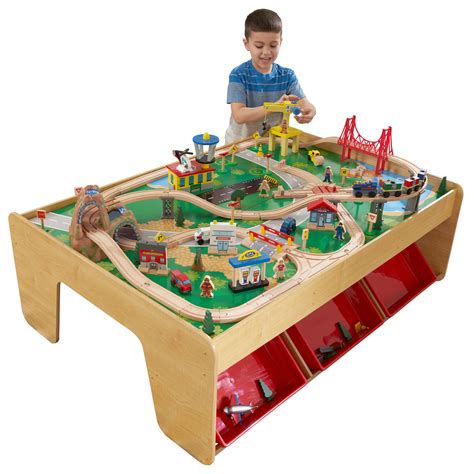 Kidkraft Waterfall Mountain Wooden Train Set And Table With 120 Pieces 3