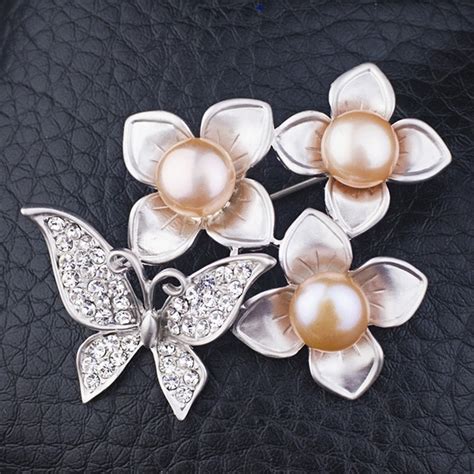 Buy Butterfly With Flower Design Brooches Elegant