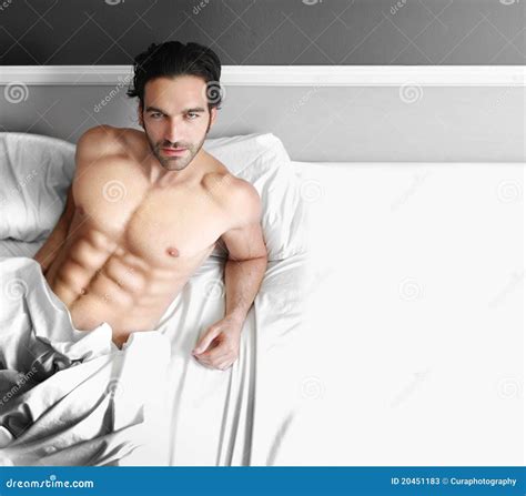 Portrait Of Man In Bed Stock Image Image Of Naked Healthy