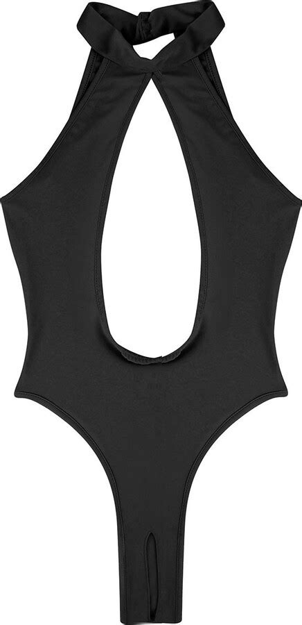 Inlzdz Womens One Piece Halter Neck Backless Monokini Swimwear Open