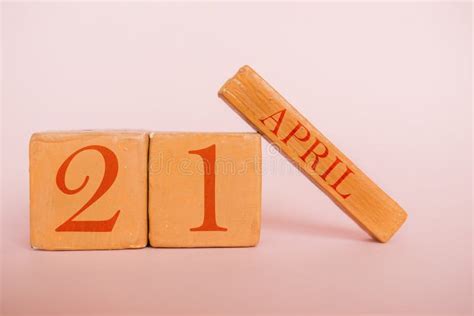 April 21st Day 20 Of Month Handmade Wood Calendar On Modern Color