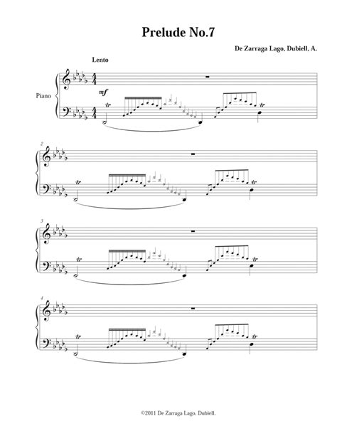 Prelude No7 Sheet Music Dubiell De Zarraga Lago Piano Solo