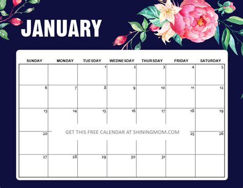 Free Printable January 2019 Calendar 12 Awesome Designs 2019