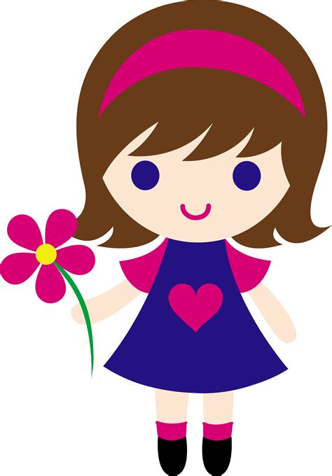 Cartoon Girl My Clip Art Of A Little Girl Holding Pink Daisy Sweet Clip
