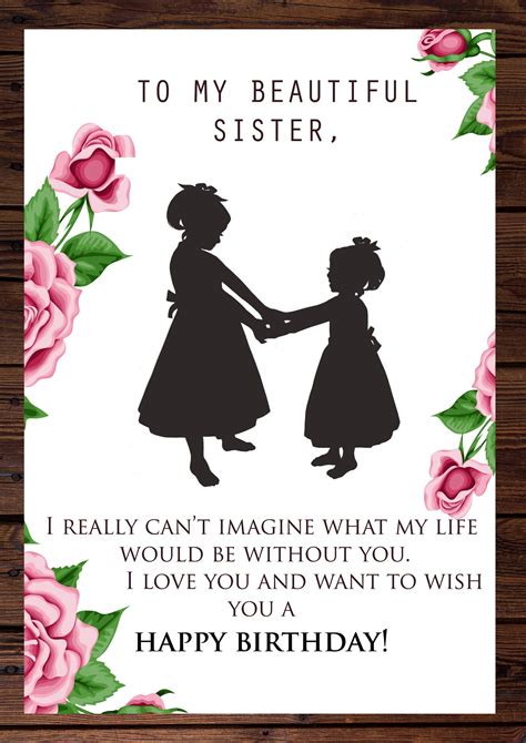 Printable Sister Birthday Cardelder Sister Birthday Card Etsy Norway