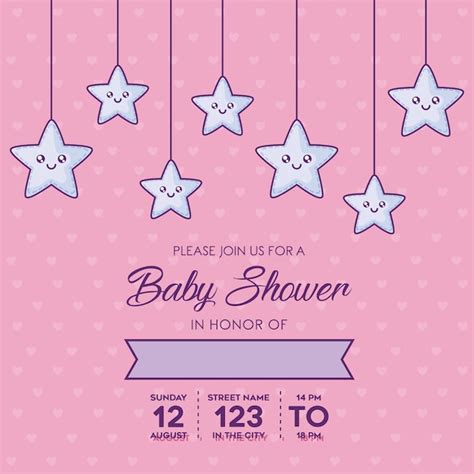 Premium Vector Baby Shower Invitation Template With Decorative Cute