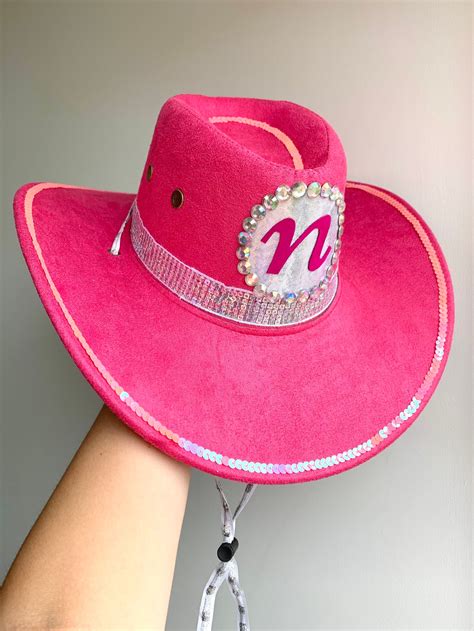 Hot Pink Cowgirl Hat Rhinestone Cowboy Hat Personalised Etsy