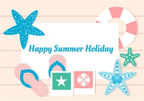Free Flat Design Vector Summer Vacation Greeting Card 153004 Vector Art