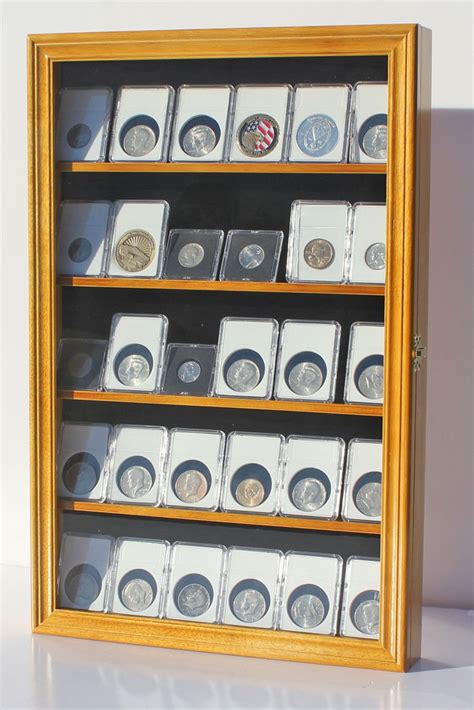 Oak Collector Ngc Pcgs Icg Coin Slab Display Case Rack Wall