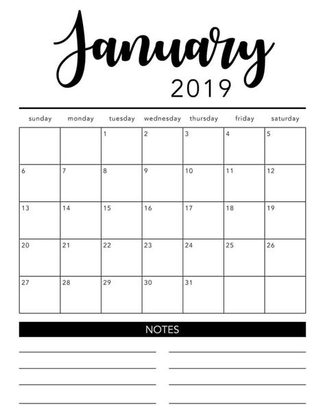 Free 2019 Printable Calendar Template 2 Colors I Heart Naptime