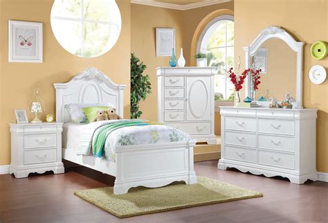 ACME Estrella Twin Panel Bed with Drawer in White Pine wood - Walmart
